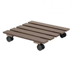 Podstawka na kółkach do przenoszenia dużych donic - kwadratowa - 30 cm - brąz