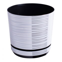 Doniczka okrągła Dekor - 26 cm - białe paski
