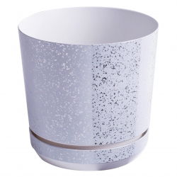Doniczka okrągła Dekor - 26 cm - biały marmur