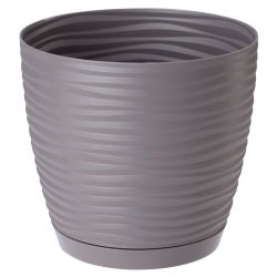 Doniczka okrągła + podstawka Sahara petit - 13 cm - kamienny