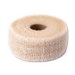 Wstążka jutowa usztywniana - biała - 5 cm x 10 m