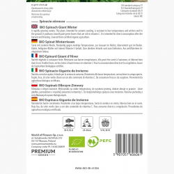 BIO Szpinak - Geant d'hiver - Certyfikowane nasiona ekologiczne - 800 nasion