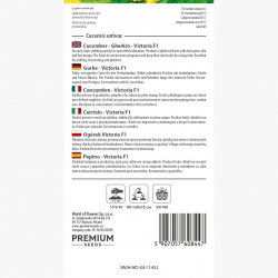 Ogórek Victoria F1 - gruntowy, intensywnie zielony z drobnymi brodawkami - 175 nasion