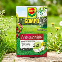 Nawóz do trawników 3 w 1 z odchwaszczaczem - szybki i długotrwały efekt - Compo - 3 kg