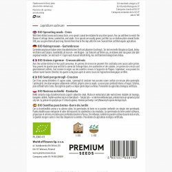 BIO Nasiona na kiełki - Rzeżucha - Certyfikowane nasiona ekologiczne - 13500 nasion