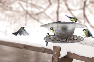 Karmnik dla ptaków z możliwością mocowania na trzonku - Birdyfeed Round - antracyt