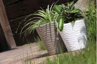 Doniczka okrągła Wave - lekka i ozdobna - 30 cm - mocca