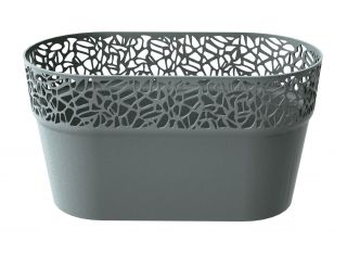 Osłonka z koronkowym wykończeniem, ażurowa Naturo - 27,5 x 14,5 cm - kamienny szary