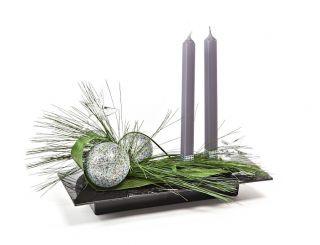 Ikebana prostokątna - naczynie do kompozycji florystycznych - 39 x 17 cm - kolor czarny