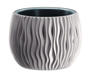Doniczka okrągła + wkład Sandy Bowl - 18 cm - mocca