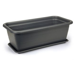 Skrzynka do uprawy kwiatów z podstawką - 40 cm - antracyt - Lamela