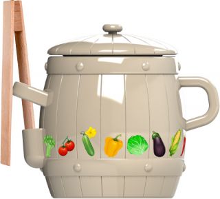 Stylizowany garnek ceramiczny ze szczypcami - 5 l - idealny na ogórki i kapustę