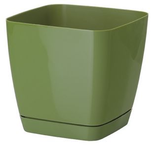 Doniczka kwadratowa + podstawka Toscana - 25 cm - oliwkowa