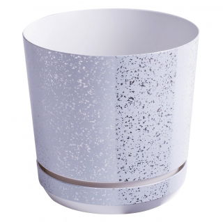 Doniczka okrągła Dekor - 21 cm - biały marmur