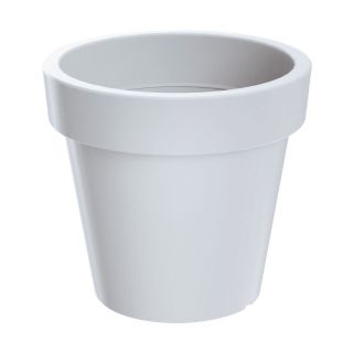 Okrągła, lekka doniczka Lofly z podstawką - 13,5 cm - biała
