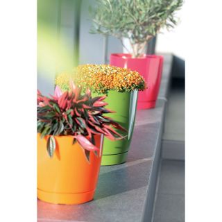 Okrągła doniczka z podstawką Coubi - 15,5 cm - Grafit - Prosperplast