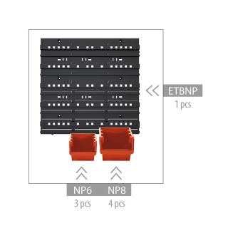 Zestaw pojemników na narzędzia - 7 kuwet + tablica - NTBNP5