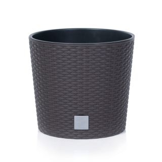 Doniczka okrągła + wkład Rato round - 25 cm - umbra, ciemny brąz
