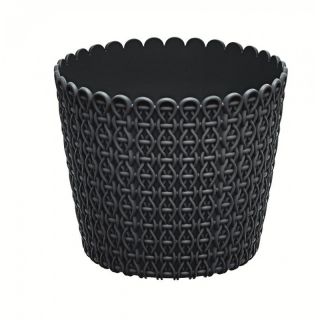 Doniczka okrągła "pleciona" Nitly - 16 cm - antracyt