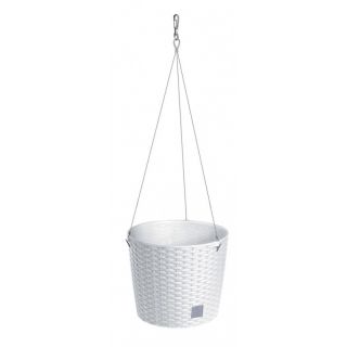 Doniczka wisząca okrągła z linką nierdzewną Rato Round - 26 cm - biała
