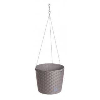 Doniczka wisząca okrągła z linką nierdzewną Rato Round - 26 cm - mocca