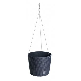 Doniczka wisząca okrągła z linką nierdzewną Rato Round - 26 cm - antracyt