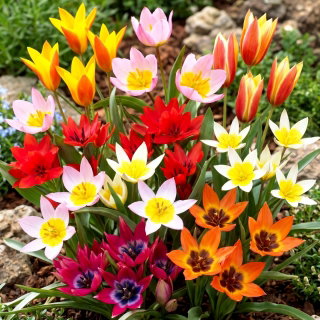 Tulipan botaniczny - niski - kolorowa mieszanka - 5 cebul