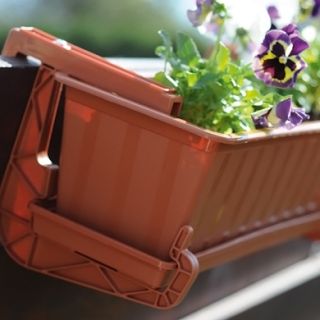 Zestaw balkonowy Agro - doniczka, podstawka, uchwyt - Terakota - 50 cm