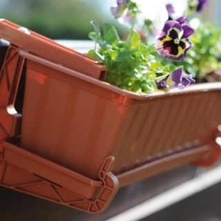 Zestaw balkonowy Agro - doniczka, podstawka, uchwyt - Terakota - 70 cm