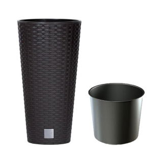 Doniczka okrągła wysoka + wkład - Rato tubus - 25 cm - umbra