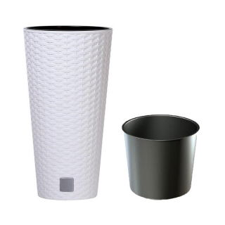 Doniczka okrągła wysoka + wkład - Rato tubus - 25 cm - biały
