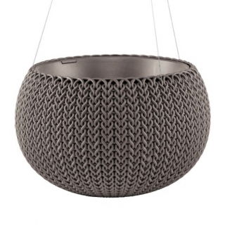 Doniczka wisząca Cozies M - śr. 36 cm - ciemnobrązowa