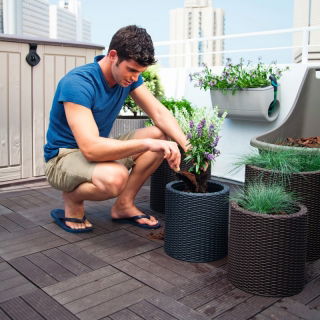 Doniczka okrągła duża - śr. 43,7 cm - Cylinder Planter - brązowa