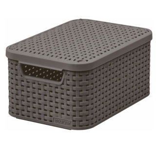 Koszyk  z pokrywą - Rattan Style - 6 litrów - ciemny szary
