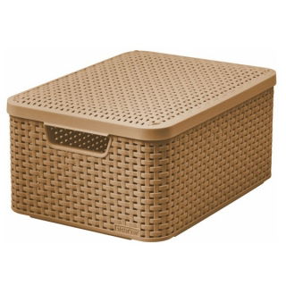 Koszyk  z pokrywą - Rattan Style - 18 litrów - brązowy