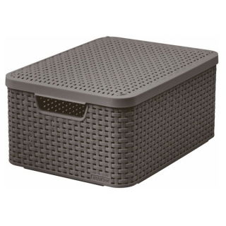 Koszyk  z pokrywą - Rattan Style - 18 litrów - ciemny szary