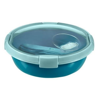 Pojemnik na żywność okrągły ze sztućcami - Smart To Go Lunch - 1 litr - niebieski