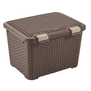 Pojemnik zamykany Rattan Style - 43 litry - ciemny brąz