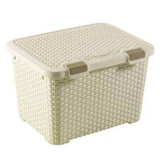 Pojemnik zamykany Rattan Style - 43 litry - kremowy