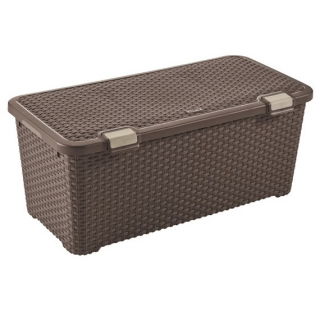 Pojemnik zamykany Rattan Style - 72 litrów - ciemny brąz