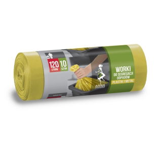 Worki na śmieci do segregacji odpadów żółte - METAL PLASTIK - 120 litrów - 10 szt.
