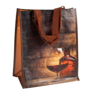 Torba na butelki z przegródkami - 27 x 33 x 16 cm - Koniak
