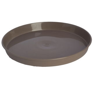 Osłonka drewnopodobna okrągła Elba + podstawka - 19 cm - szarobeżowa