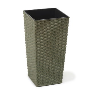 Doniczka ekologiczna z domieszką drewna - Finezja Eco - 19 cm - rattan - zielona leśna