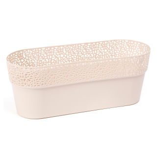 Osłonka z koronkowym wykończeniem, ażurowa Rosa - 30 x 11,7 cm - jasny beż