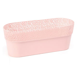 Osłonka z koronkowym wykończeniem, ażurowa Rosa - 30 x 11,7 cm - pudrowy róż