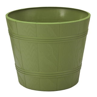 Osłonka drewnopodobna okrągła Elba - 17 cm - oliwkowa