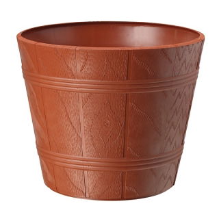 Osłonka drewnopodobna okrągła Elba - 19 cm - terakota