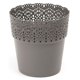 Osłonka z koronkowym wykończeniem, ażurowa Bella - 13 cm - antracyt