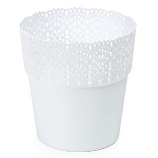Osłonka z koronkowym wykończeniem, ażurowa Bella - 17 cm - biała